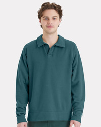 Unisex Garment-Dyed Polo Collar Sweatshirt