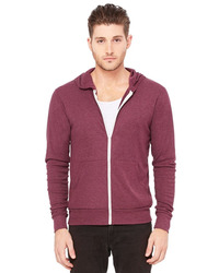 Unisex Triblend Lightweight Full-Zip Hooded Long Sleeve Tee