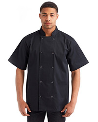 Unisex Ten Studded Front Short Sleeve Chef Coat
