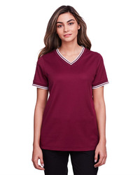 Women's CrownLux Performance® Plaited Tipped V-Neck Shirt