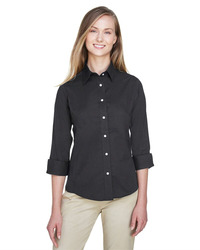 Women's Perfect Fit™ Three-Quarter Sleeve Stretch Poplin Dress Shirt
