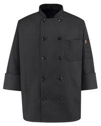 Ten Pearl Button Black Chef Coat