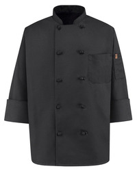 Black Knot Button Chef Coat