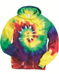 Multi-Color Spiral Tie-Dyed Hooded Sweatshirt