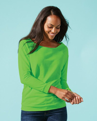 Women's Terry Raw Edge Three-Quarter Sleeve Raglan