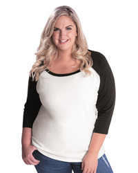 Women's Curvy Collection Baseball Three-Quarter Sleeve Tee