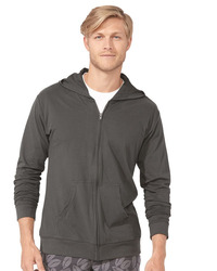 Unisex Sueded Long Sleeve Hooded Full Zip T-Shirt
