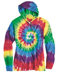 Tie-Dyed Long Sleeve Hooded T-Shirt