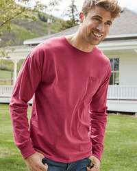 Unisex Garment-Dyed Long Sleeve T-Shirt With a Pocket