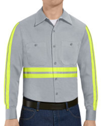 Men's Tall Enhanced Visibility Long Sleeve Cotton Work Shirt