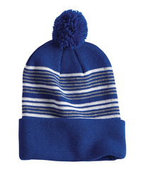 12" Striped Pom-Pom Cuffed Beanie