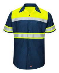 Men's Tall Hi-Visibility Colorblock Ripstop Short Sleeve Work Shirt