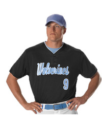 Men's Two Button Mesh Baseball Jersey With Piping