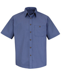 Men's Tall Mini-Plaid Uniform Short Sleeve Shirt