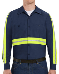 Men's Tall Industrial Enhanced-Visibility Long Sleeve Work Shirt