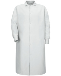 Unisex Gripper-Front Pocketless Butcher Coat With Knit Cuffs