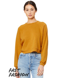 Women's Crop Raglan Fleece Crewneck Sweatshirt