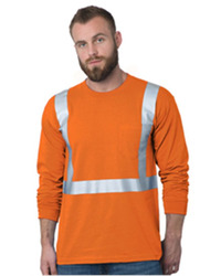 Unisex USA-Made 50/50 Hi-Visibility Long Sleeve Pocket T-Shirt
