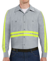Men's Industrial Enhanced-Visibility Long Sleeve Work Shirt