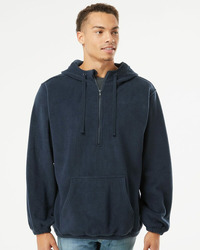 Men's Polar Fleece Quarter-Zip Hooded Pullover