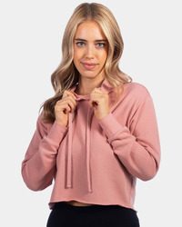 Women's Laguna Sueded Raw Edge Crop Hoodie Sweatshirt