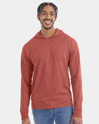 Garment-Dyed Jersey Hooded Long Sleeve T-Shirt